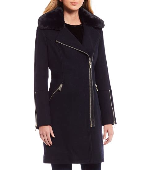 michael michael kors wool blend and faux fur coat|Michael Kors padded coat women's.